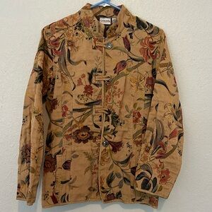 Chicos embroidered floral over-coat size 2